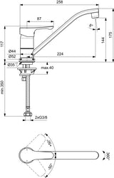 Ideal Standard Alpha Küchenarmatur, chrom, 224 mm Ausladung, schwenkbar