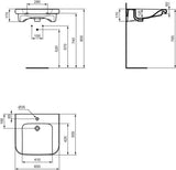 Ideal Standard Contour 21+ Waschtisch 545x550mm Weiß SmartGuard+ 1 Hahnloch ohne Überlauf