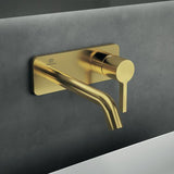 IDEAL STANDARD Joy Wand-Waschtischarmatur 180 mm Brushed Gold eckige Rosette