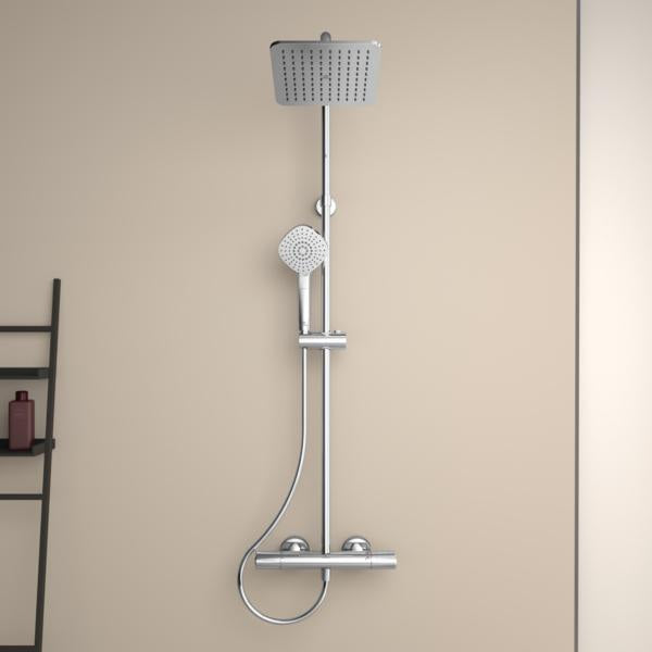IDEAL STANDARD Ceratherm T100 Duschsystem mit Thermostat, Chrom, 1750 mm Brauseschlauch