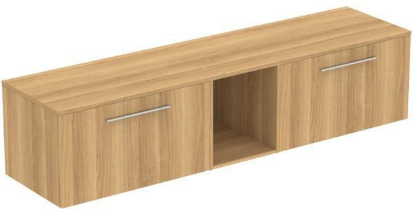 Ideal Standard i.life B Möbel-Set 200 cm mit 2 Auszügen und offenem Fach in Chrom Weiß matt