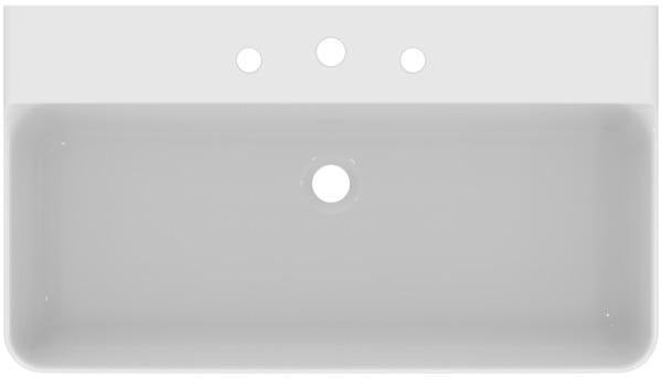 Ideal Standard Conca Aufsatzwaschtisch 800x450x145 mm, 3 Hahnlöcher, ohne Überlauf, Weiß
