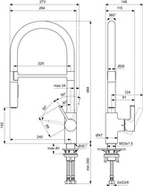 IDEAL STANDARD Gusto Semi-Pro Küchenarmatur 225 mm 2-Funktionsbrause Silver Storm