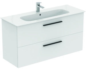Ideal Standard i.life A Waschtischset 1240 mm mit Unterschrank und schwarzem Griff, Weiß Matt