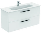 Ideal Standard i.life A Waschtischset 1240 mm mit Unterschrank und schwarzem Griff, Weiß Matt