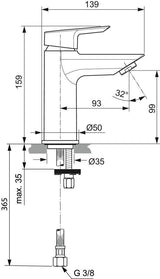 Ideal Standard Tesi Waschtischarmatur – BlueStart 5 l/min, Push-Open, Chrom