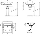Ideal Standard Eurovit Waschtisch 600x470x160mm Weiß ohne Hahnloch mit Überlauf