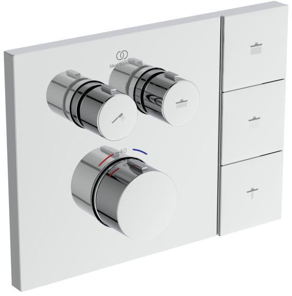 IDEAL STANDARD Ceratherm Navigo Solos Brausethermostat-Paket in Brushed Gold – mit Kopfbrause, Handbrause & UP-Bausatz