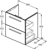 Ideal Standard i.life A Waschtischunterschrank 580 mm, 2 Auszüge, Weiß matt