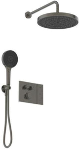 IDEAL STANDARD Ceratherm Navigo Solos Brausethermostat-Paket in Brushed Gold – mit Kopfbrause, Handbrause & UP-Bausatz