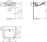 Ideal Standard Contour 21+ Waschtisch 545 mm Weiß SmartGuard+ ohne Hahnloch & Überlauf