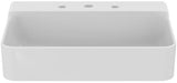 IDEAL STANDARD Conca Aufsatzwaschtisch 600x450x145 mm, 3 Hahnlöcher, ohne Überlauf, Weiß