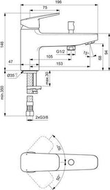 Ideal Standard Ceraplan Badearmatur für Wannenrand – 1-löchig, Chrom, keramische Kartusche