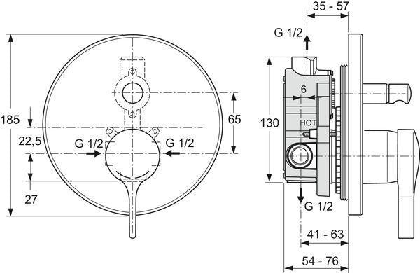 IDEAL STANDARD Melange Einhebel-Badearmatur Unterputz Chrom – Fertigmontageset
