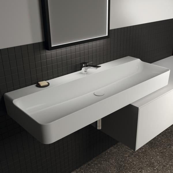 Ideal Standard Conca Aufsatzwaschtisch 1200x450x145mm, 1 Hahnloch, ohne Überlauf, Weiß, geschliffen