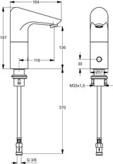 IDEAL STANDARD Ceraplus Sensor-Waschtischarmatur, batteriebetrieben, Infrarot, Ausladung 116 mm, Chrom
