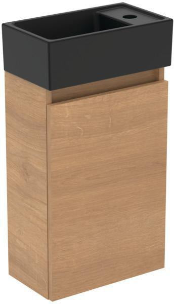 Ideal Standard Eurovit+ Möbelpaket: Handwaschbecken 37 cm & Unterschrank 36 cm mit Tür, Hochglanz grau