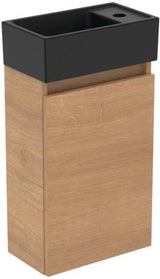 Ideal Standard Eurovit+ Möbelpaket: Handwaschbecken 37 cm & Unterschrank 36 cm mit Tür, Hochglanz grau