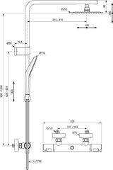 Ideal Standard Ceratherm T50 Duschsystem mit Thermostat & Teleskopfunktion in Chrom