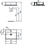Ideal Standard Aufsatzwaschtisch Strada 500x420x145mm Weiß mit 1 Hahnloch & Überlauf