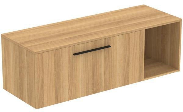 Ideal Standard i.life B Badmöbelset 140 cm – 1 Auszug, 1 offenes Fach, Gr. Schwarz/Weiß matt