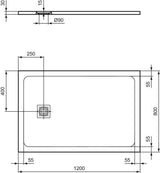 Ideal Standard Ultra Flat S+ Rechteck-Brausewanne 1200x800mm Mineralguss Weiß Matt