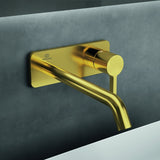 IDEAL STANDARD Joy Wand-Waschtischarmatur Brushed Gold 220 mm eckige Rosette – Einhandhebelmischer