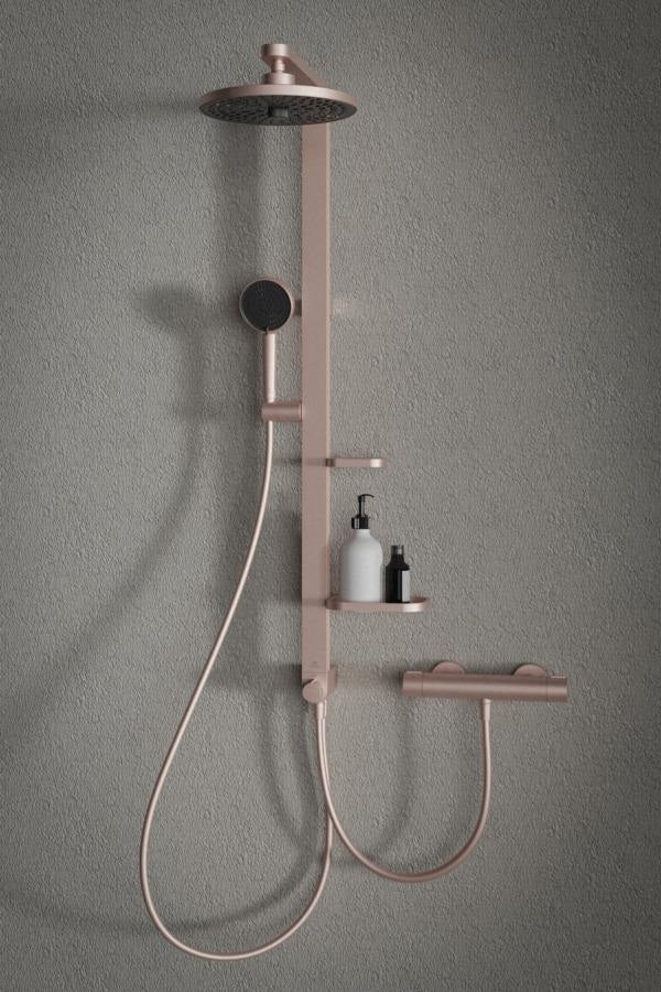 Ideal Standard Duschsystem Ceratwist Alu+ mit 2 Ablagen, Kopf- und Handbrause, Aluminium