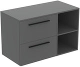 Ideal Standard i.life B Möbel-Set 100 cm mit 2 Auszügen und 2 offenen Fächern in Gr. Schwarz Weiß matt