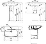 Ideal Standard i.life A Waschtisch 650x480mm Weiß, 1 Hahnloch, mit Überlauf