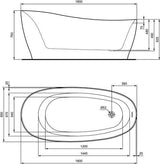 Ideal Standard Around Freistehende Körperform-Badewanne 1800x850x625mm Weiß mit Ablauf