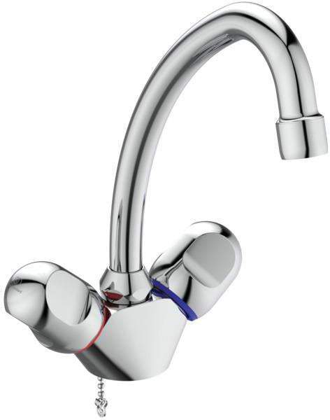 Ideal Standard Alpha Zweigriff-Waschtischarmatur Chrom 155 mm mit Kette ohne Ablaufgarnitur