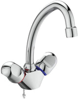 Ideal Standard Alpha Zweigriff-Waschtischarmatur Chrom 155 mm mit Kette ohne Ablaufgarnitur