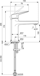 IDEAL STANDARD La Dolce Vita Waschtischarmatur Chrom – Einhandhebelmischer ohne Ablaufgarnitur