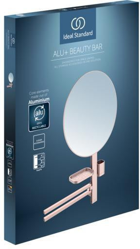 Ideal Standard Beauty Bar Accessoires-Kombi Alu+ L800 mit Kosmetikspiegel Ø508 mm Silver