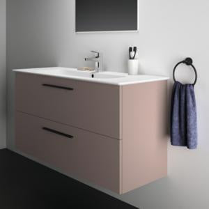 Ideal Standard i.life A Waschtischset 1240 mm mit Unterschrank und schwarzem Griff, Weiß Matt