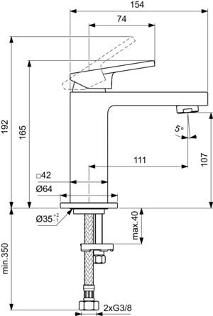 Ideal Standard Extra Waschtischarmatur 111 mm Ausladung ohne Ablaufgarnitur Silver Storm
