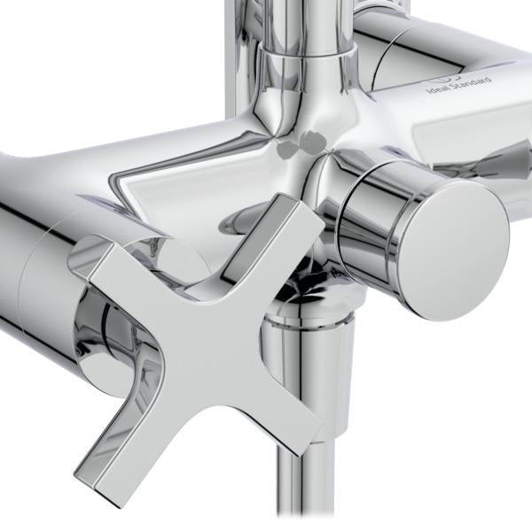 Ideal Standard Duschsystem Joy Neo mit Brausearmatur, Kreuzgriffen und Kopfbrause in Chrom