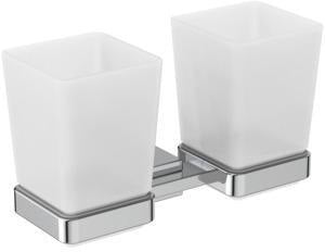 Ideal Standard IOM Cube Doppel-Zahnputzbecher Chrom, eckig, wandhängend, Messing
