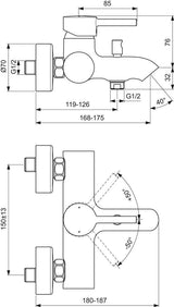 IDEAL STANDARD Ceraline Badearmatur Aufputz Chrom mit Umstelleinheit und Wassersparposition