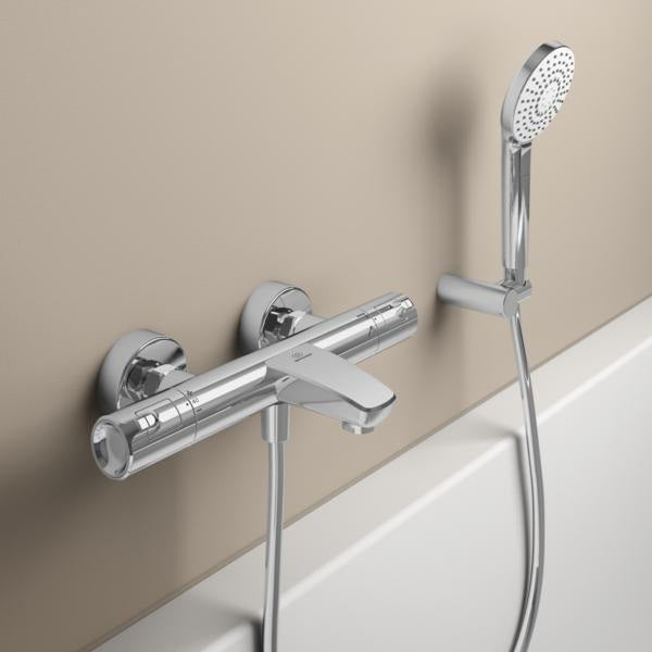 Ideal Standard Badethermostat AP Ceratherm T50, Ausladung 161 mm, Chrom – mit Verbrühschutz