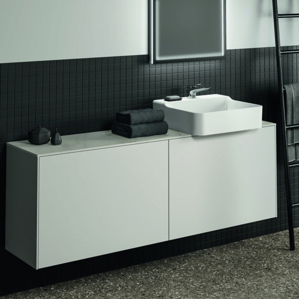 Ideal Standard Waschtischplatte Conca aus Keramik 1587x373x6 mm in Marmor Noir Desir
