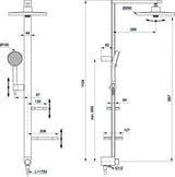 Ideal Standard Duschsystem Ceratwist Alu+ mit 2 Ablagen, Kopf- und Handbrause, Aluminium