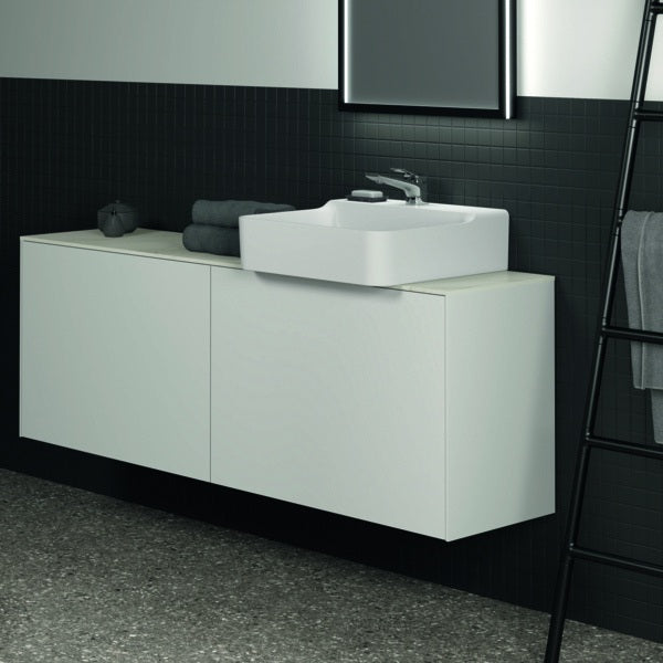 Ideal Standard Waschtischplatte Conca aus Keramik 1587x373x6 mm in Marmor Noir Desir