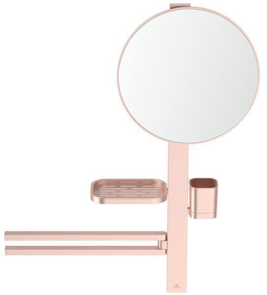 Ideal Standard Alu+ Accessoires-Kombi M700 mit Kosmetikspiegel 328 mm in Rosé – Beauty Bar