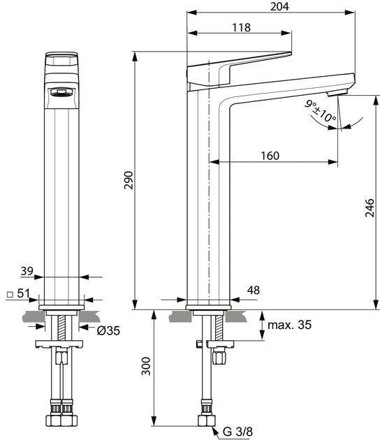 IDEAL STANDARD Tonic II Waschtischarmatur Chrom 160 mm ohne Ablaufgarnitur