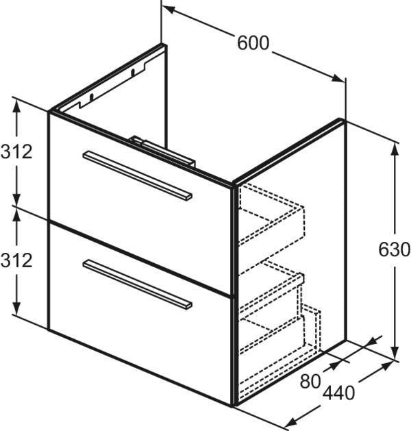 Ideal Standard i.life A Waschtischset 60 cm mit Unterschrank und chrom Griff, Weiß matt