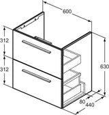 Ideal Standard i.life A Waschtischset 60 cm mit Unterschrank und chrom Griff, Weiß matt