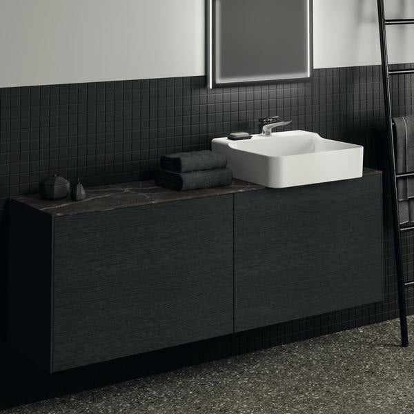 Ideal Standard Waschtischplatte Conca aus Keramik 1587x373x6 mm in Marmor Noir Desir