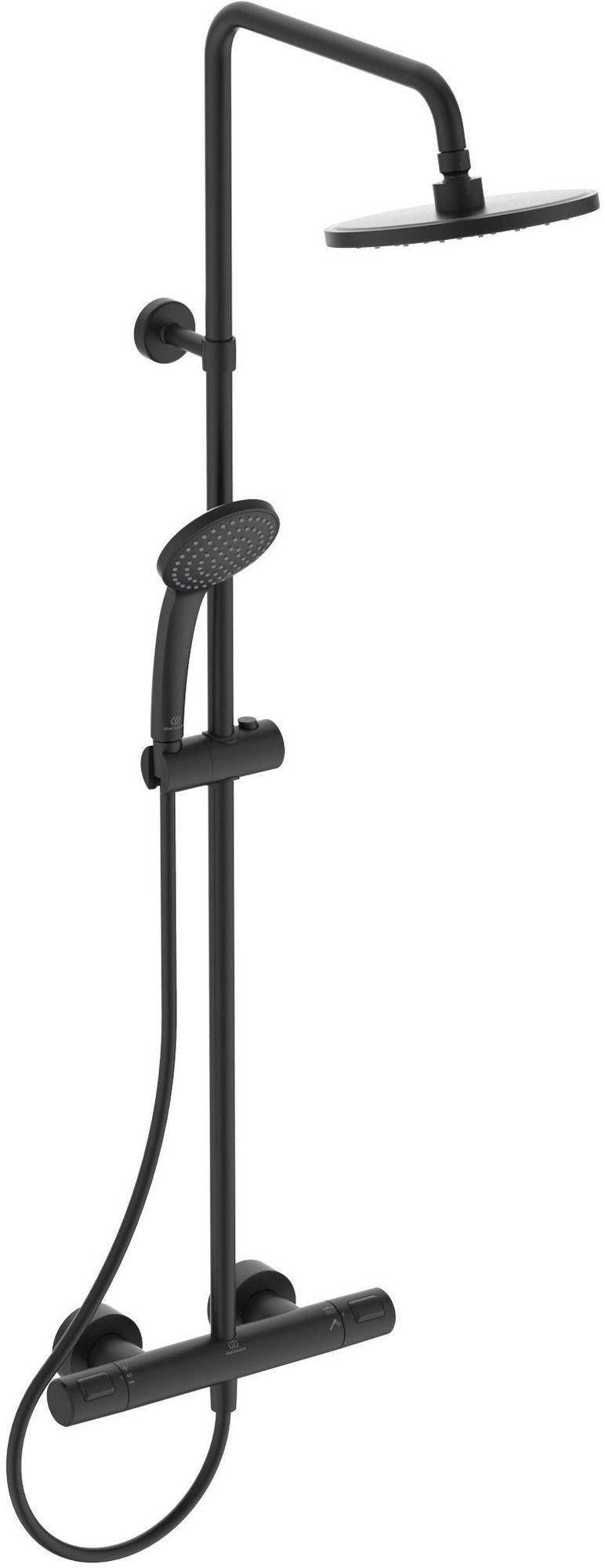 Ideal Standard IS Armaturen-Bundle AP Ceratherm T25 Silk Black – Duschsystem, Waschtischarmatur & Designsiphon